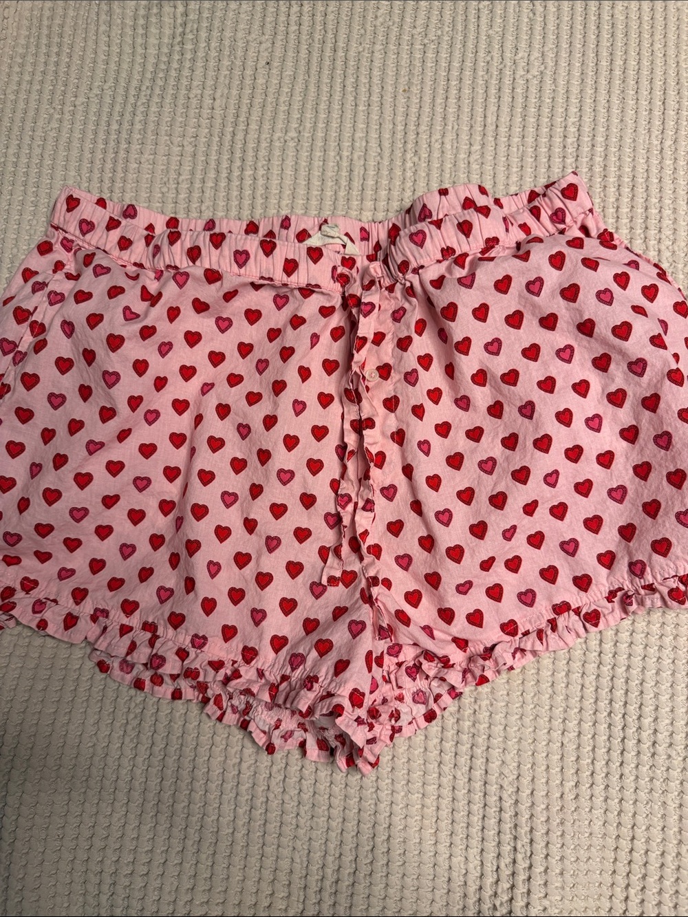 Printfresh Mini Candy Hearts Pintuck Short Set Pink and Red Mini Heart L - Picture 12 of 15
